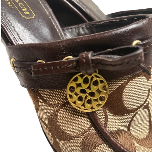 Coach Jodey Signature Platform Wooden Y2K Heels Size 8 - Picture 6 of 12